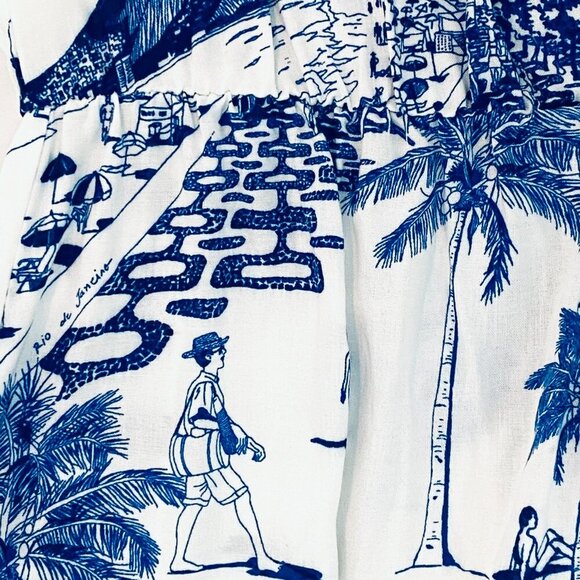 NWT Paulo Mariotti dress beach cover Womens Petite blue white midi button front - Picture 10 of 14